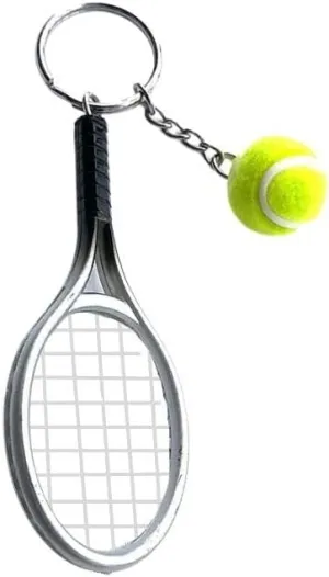 tenghong2021 Color Mini Tennis Ball Racket Model Keychain Key Ring Novelty Handbag Lover Sport Charm for Woman Unixex