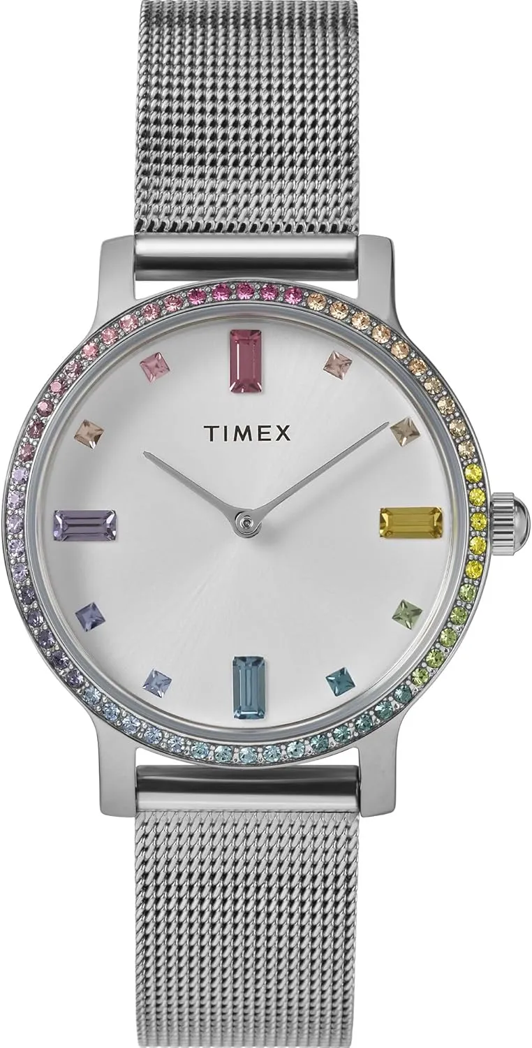 Timex Women's Transcend 31mm Stainless Steel Mesh Band Watch - Silver-Tone Dial, Case