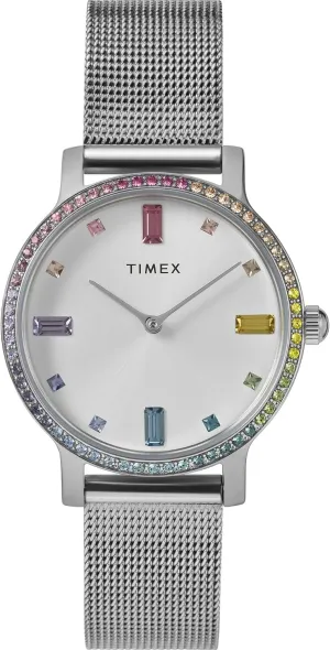 Timex Women's Transcend 31mm Stainless Steel Mesh Band Watch - Silver-Tone Dial, Case