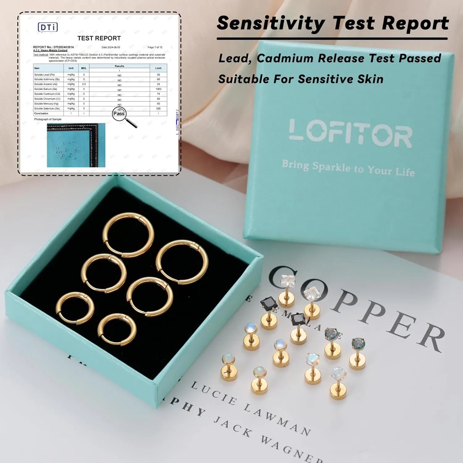 Titanium Earrings for Men Women Titanium Steel Stud Earrings for Sensitive Ears Opal Cubic Zirconia Hypoallergenic Surgical Steel Cartilage Earrings Hoop 20G Flat Back Stud Earrings