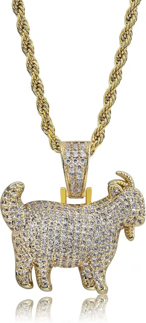 TOPGRILLZ Goat Chain Gold Necklace for Men Eagle Chain Rope Iced out Cubic Zirconia 14K Gold Plated Stainless Steel Necklace 24" Birthday Gifts