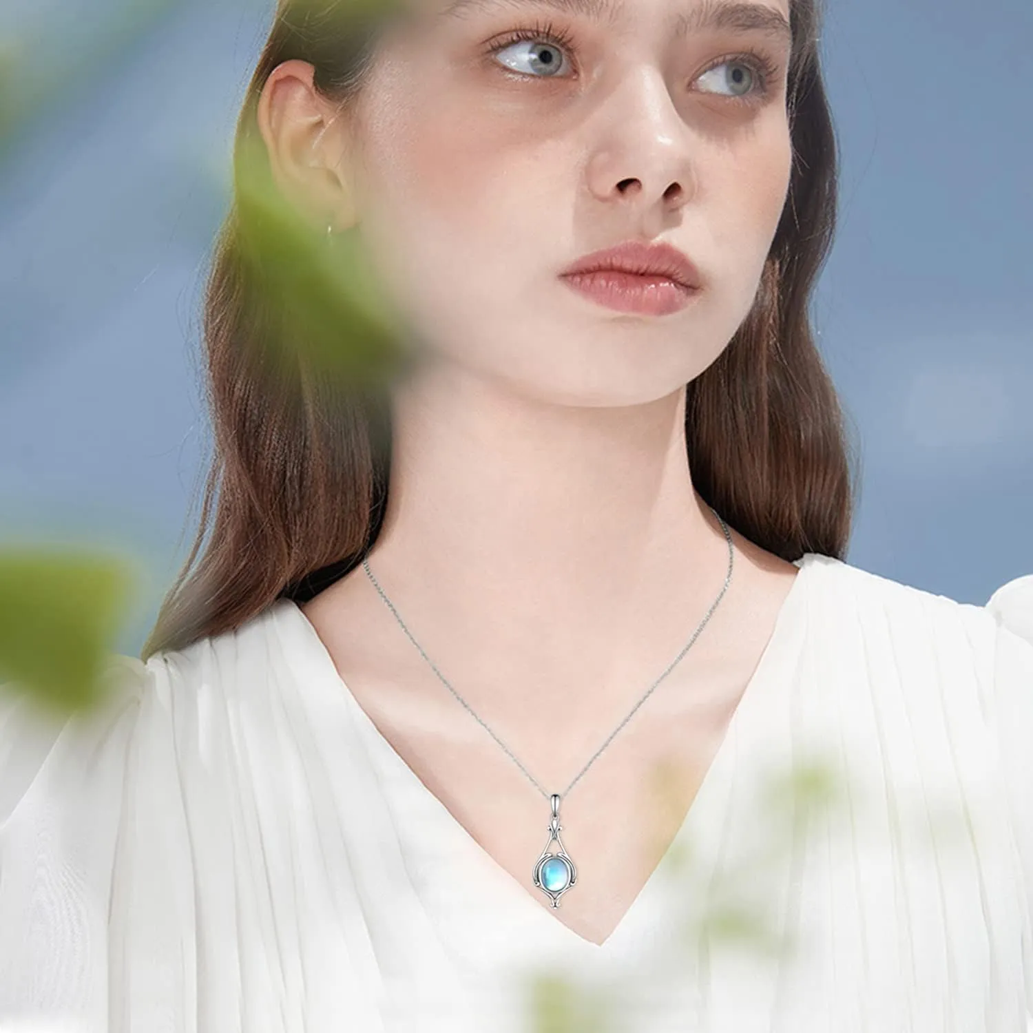 Triple Moon Goddess/Moonstone/Opal/Mushroom 925 Sterling Silver Pendant Jewelry for Women