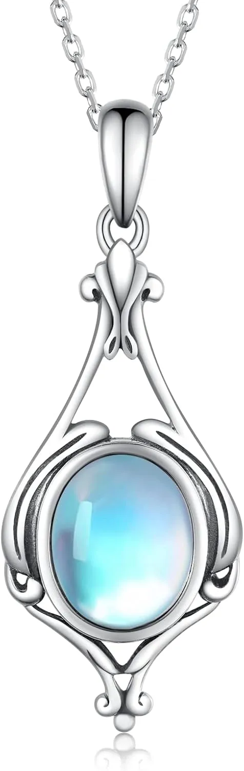Triple Moon Goddess/Moonstone/Opal/Mushroom 925 Sterling Silver Pendant Jewelry for Women