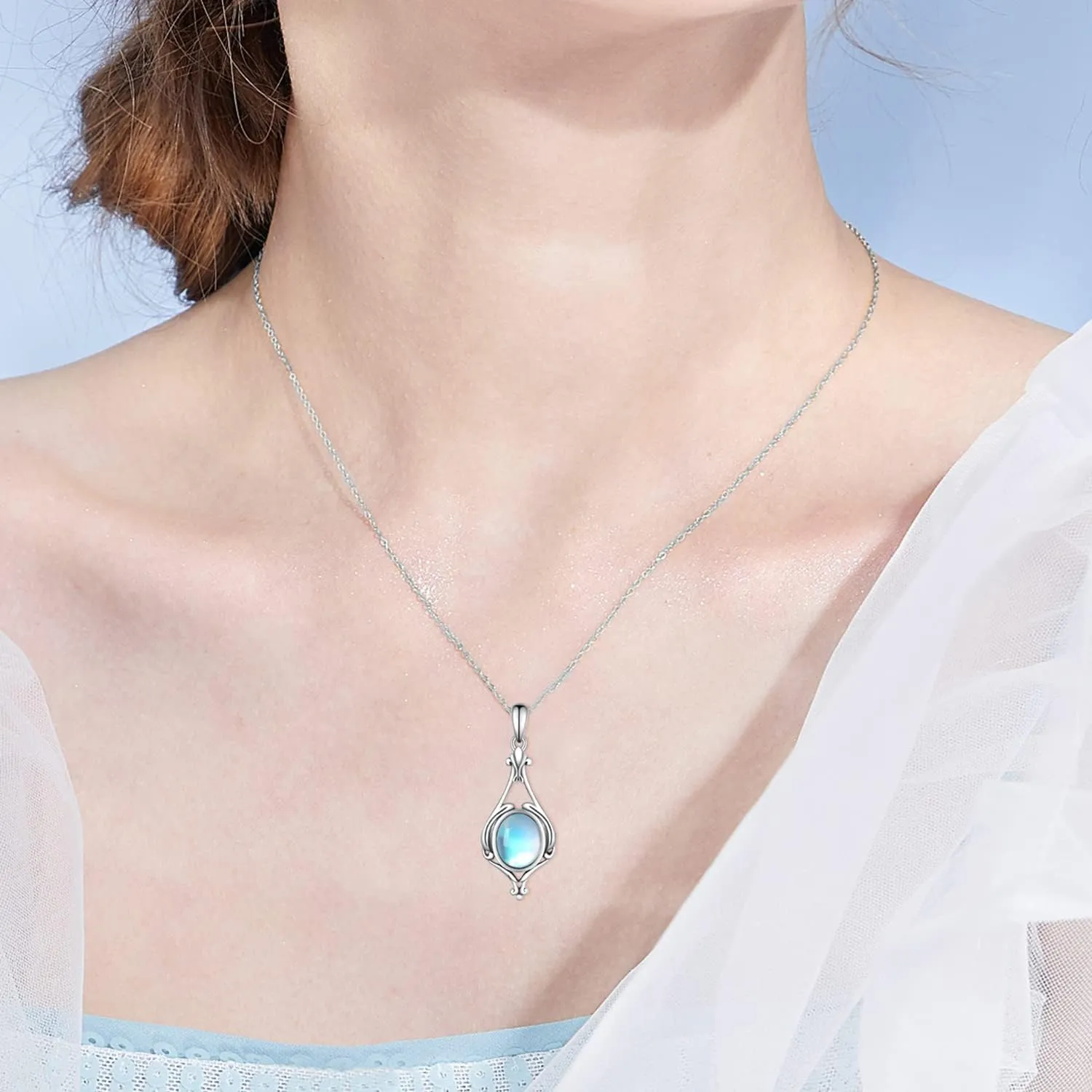 Triple Moon Goddess/Moonstone/Opal/Mushroom 925 Sterling Silver Pendant Jewelry for Women