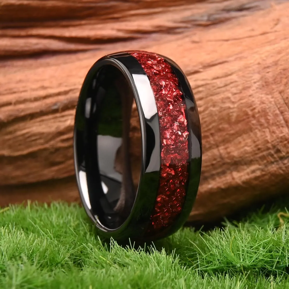 Tungsten Carbide Rings for Men and Women 8mm/4mm Mens Engagement Wedding Bands Inlaid With amethyst Fashion and High Polish