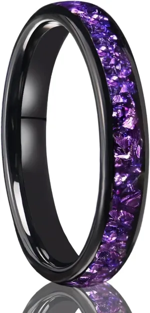 Tungsten Carbide Rings for Men and Women 8mm/4mm Mens Engagement Wedding Bands Inlaid With amethyst Fashion and High Polish