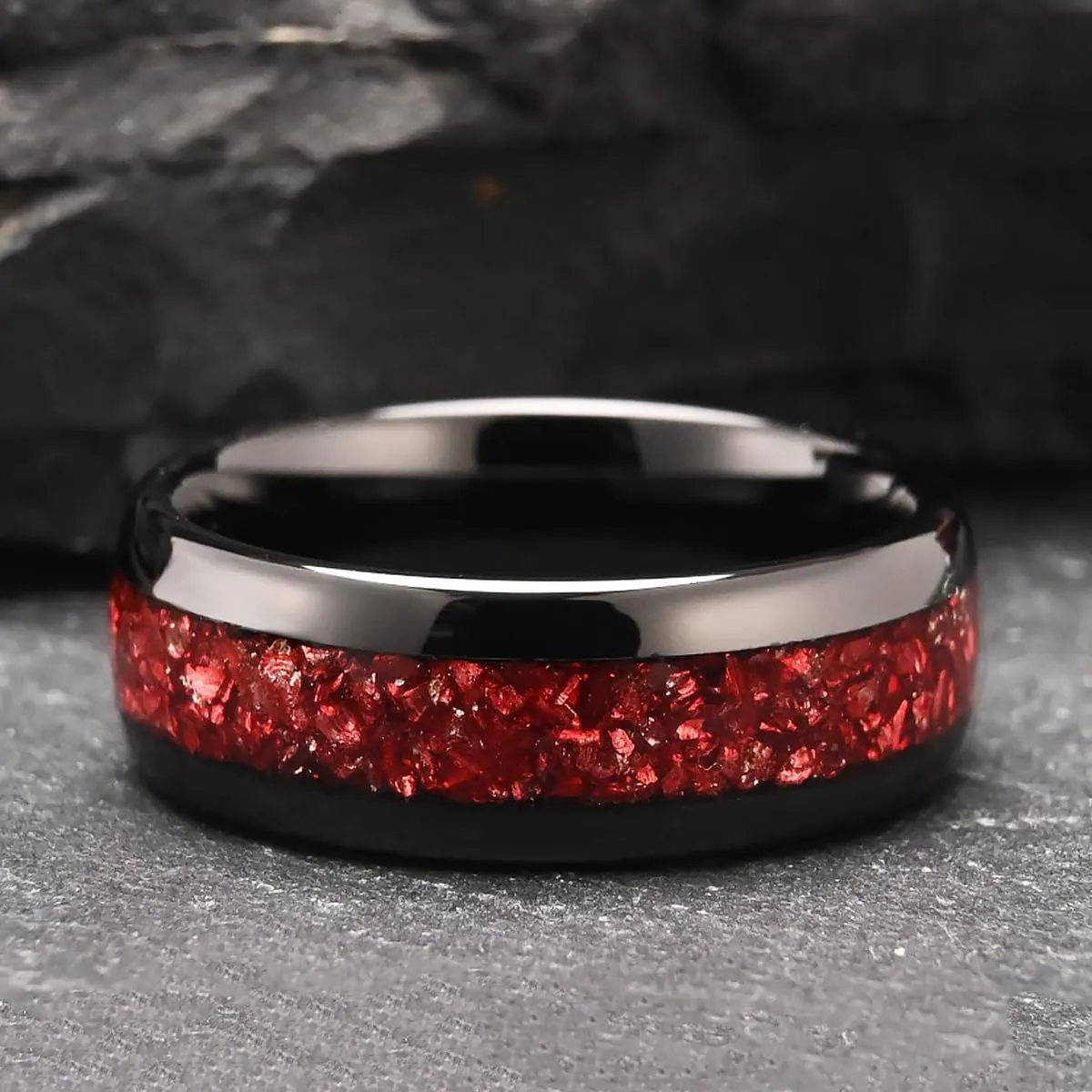 Tungsten Carbide Rings for Men and Women 8mm/4mm Mens Engagement Wedding Bands Inlaid With amethyst Fashion and High Polish