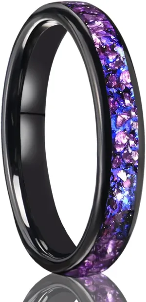 Tungsten Carbide Rings for Men Women 8MM/4MM Men's Engagement Wedding Bands Inlaid with Nebula Opal Amethyst and High Polish