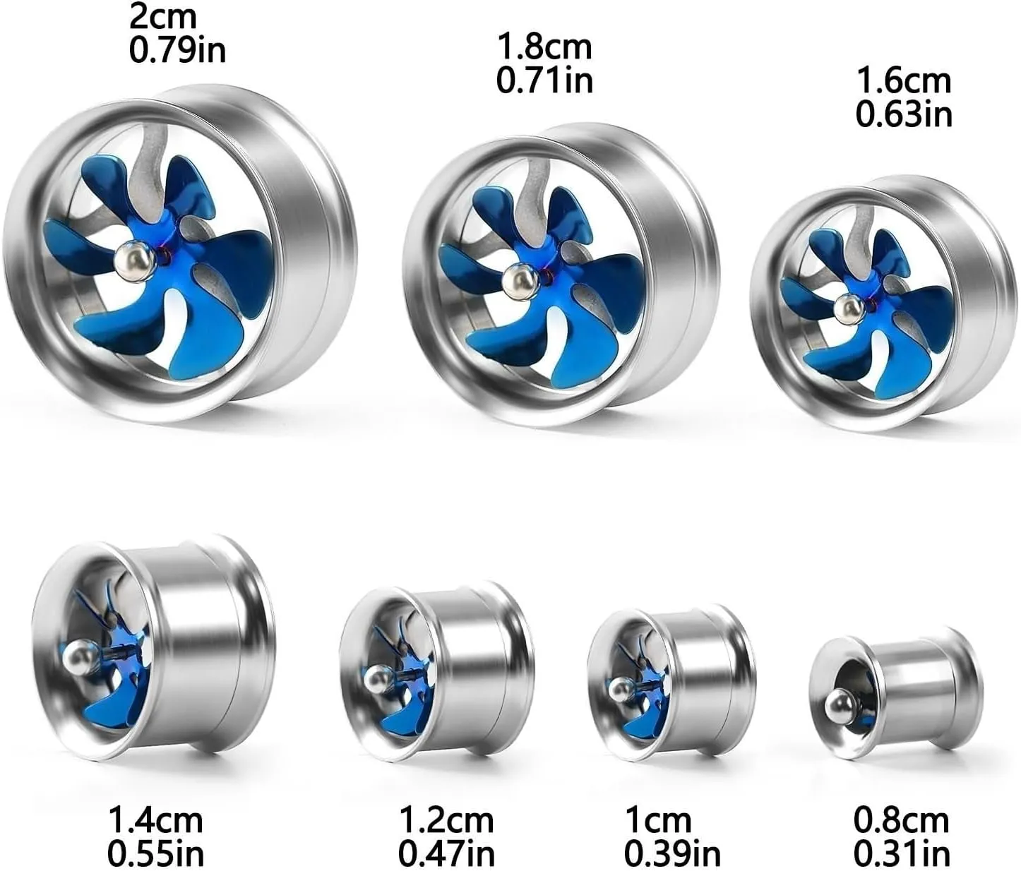 Tunnel Plug Earrings, Stainless Steel Gauges for Ears with Rotating Fan Body Piercing Jewelry for Ears 2pcs
