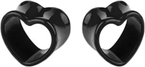 Tunnels for Ears, Gauges for Ears Acrylic Double Flared Heart Shape Pierced Earrings for Women 2pcs