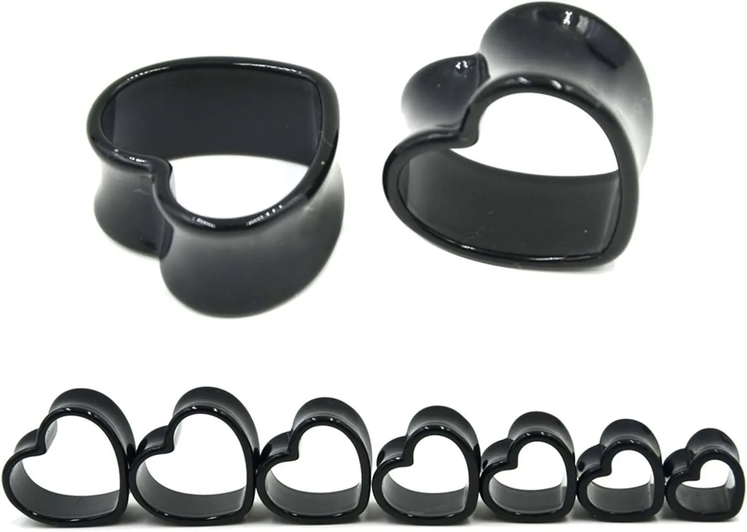 Tunnels for Ears, Gauges for Ears Acrylic Double Flared Heart Shape Pierced Earrings for Women 2pcs