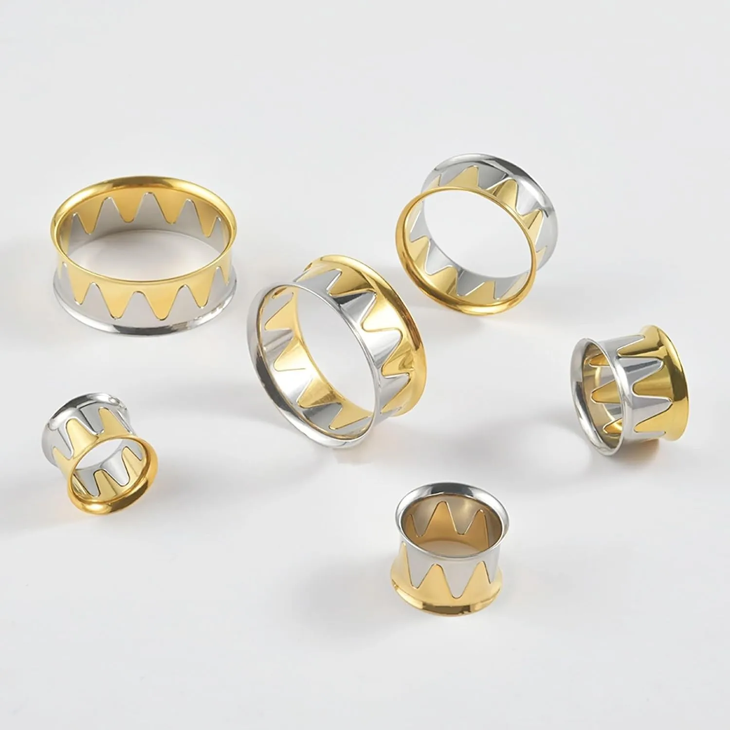 Tunnels for Ears, Stainless Steel Gauges Earrings Silver Gold Tunnel Body Piercing Jewelry for Ears 2pcs