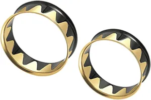 Tunnels for Ears, Stainless Steel Gauges Earrings Silver Gold Tunnel Body Piercing Jewelry for Ears 2pcs