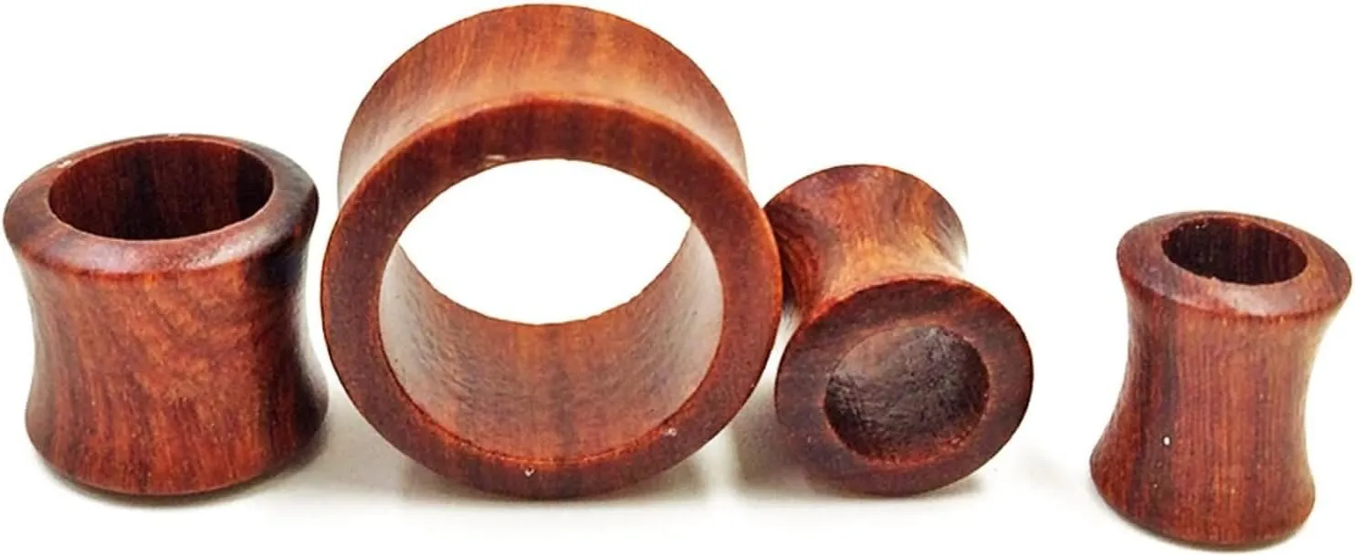 Tunnels for Ears, Wood Gauges Earrings Double Flared Brown Hoop Shape Body Piercing Jewelry for Women 2pcs