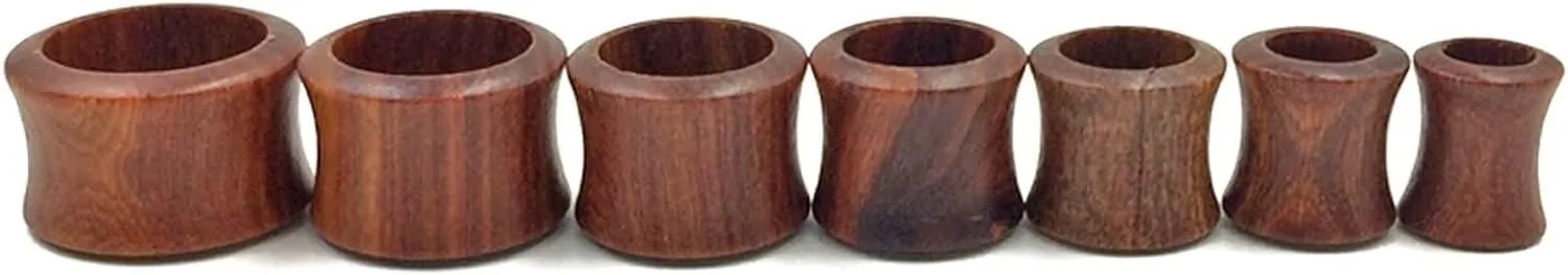 Tunnels for Ears, Wood Gauges Earrings Double Flared Brown Hoop Shape Body Piercing Jewelry for Women 2pcs