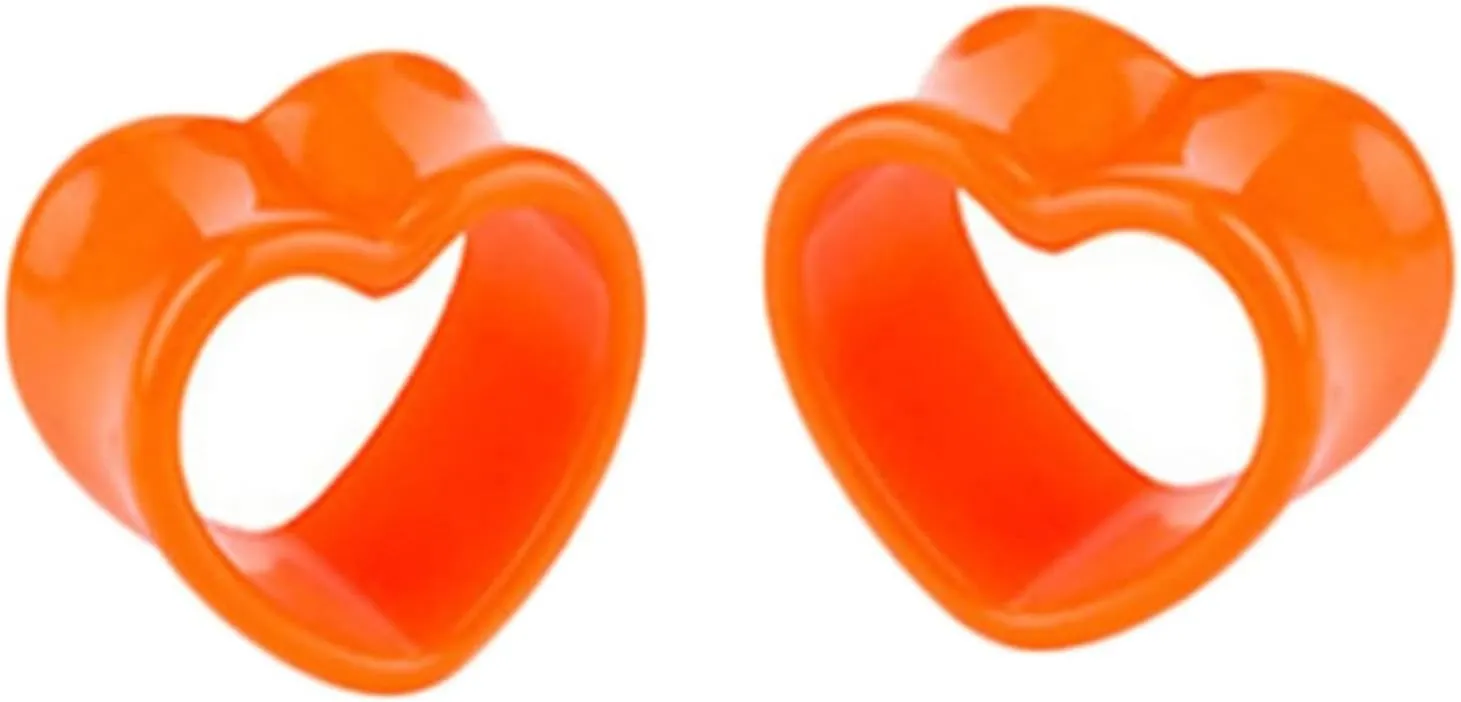 Tunnels for Women Ears, Tunnel Plugs for Ears Acrylic Heart Shape Pierced Earrings for Women 2pcs