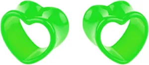 Tunnels for Women Ears, Tunnel Plugs for Ears Acrylic Heart Shape Pierced Earrings for Women 2pcs