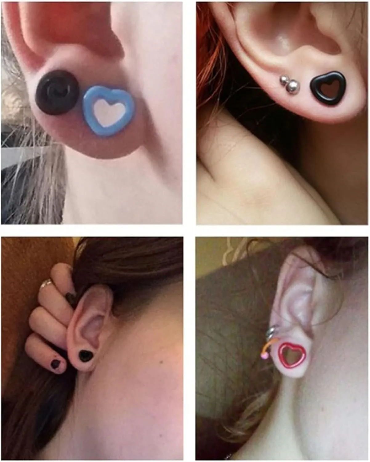Tunnels for Women Ears, Tunnel Plugs for Ears Acrylic Heart Shape Pierced Earrings for Women 2pcs