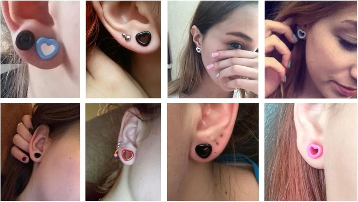 Tunnels for Women Ears, Tunnel Plugs for Ears Acrylic Heart Shape Pierced Earrings for Women 2pcs