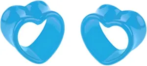 Tunnels for Women Ears, Tunnel Plugs for Ears Acrylic Heart Shape Pierced Earrings for Women 2pcs