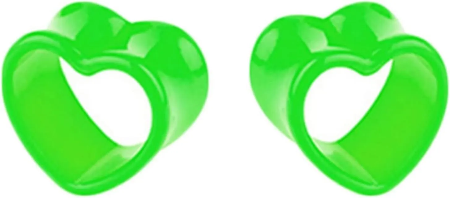Tunnels for Women Ears, Tunnel Plugs for Ears Acrylic Heart Shape Pierced Earrings for Women 2pcs