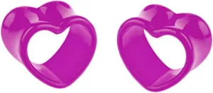Tunnels for Women Ears, Tunnel Plugs for Ears Acrylic Heart Shape Pierced Earrings for Women 2pcs