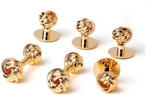 Two Sided Gold Love Knots Cufflinks and Studs