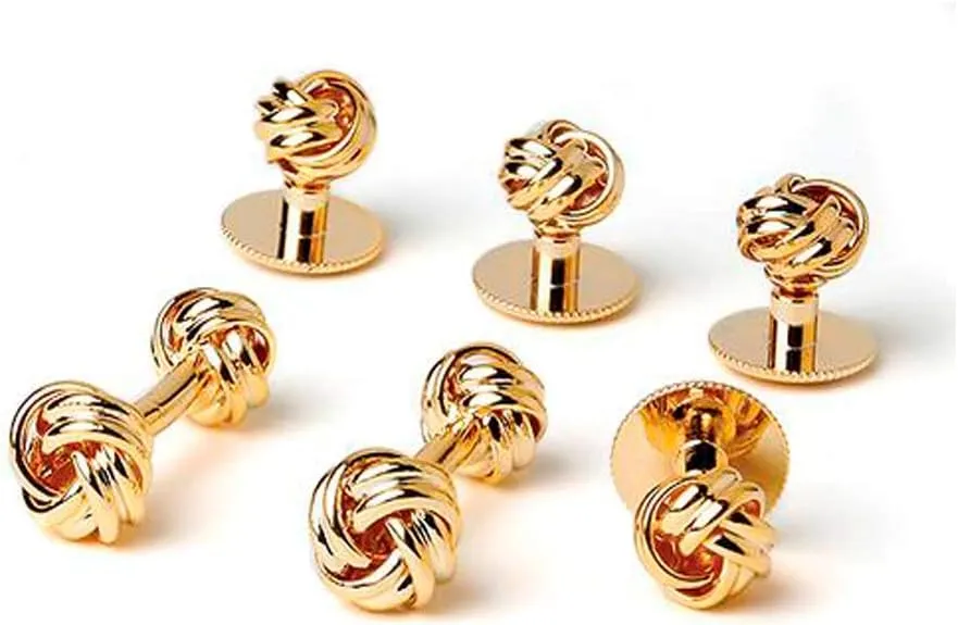 Two Sided Gold Love Knots Cufflinks and Studs