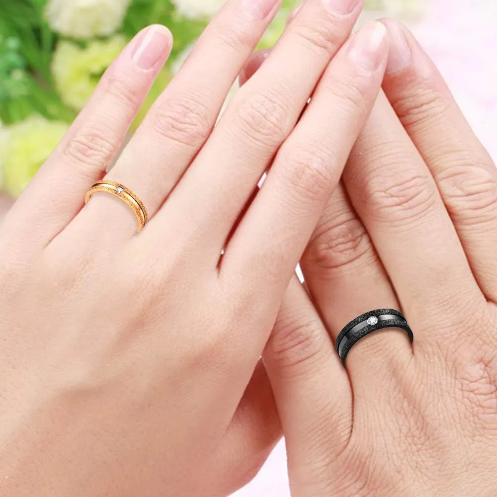 Uloveido 4mm 6mm His and Hers Matching Couples Rings Matte Stainless Steel Wedding Bands Engagement Rings Y995