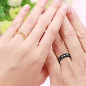 Uloveido 4mm 6mm His and Hers Matching Couples Rings Matte Stainless Steel Wedding Bands Engagement Rings Y995
