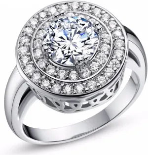 Uloveido Charm Platinum Plated Created Diamond Cubic Zirconia Anniversary Birthday Valentine's Day Cocktail Rings for Women Female J602
