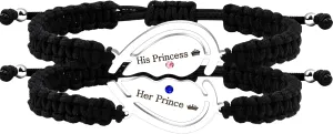 Uloveido Free Engraving Custom Puzzle Heart Bracelet for Couples, Black String Stainless Steel | His and Her Relationship Matching Bracelets Custom Y4486