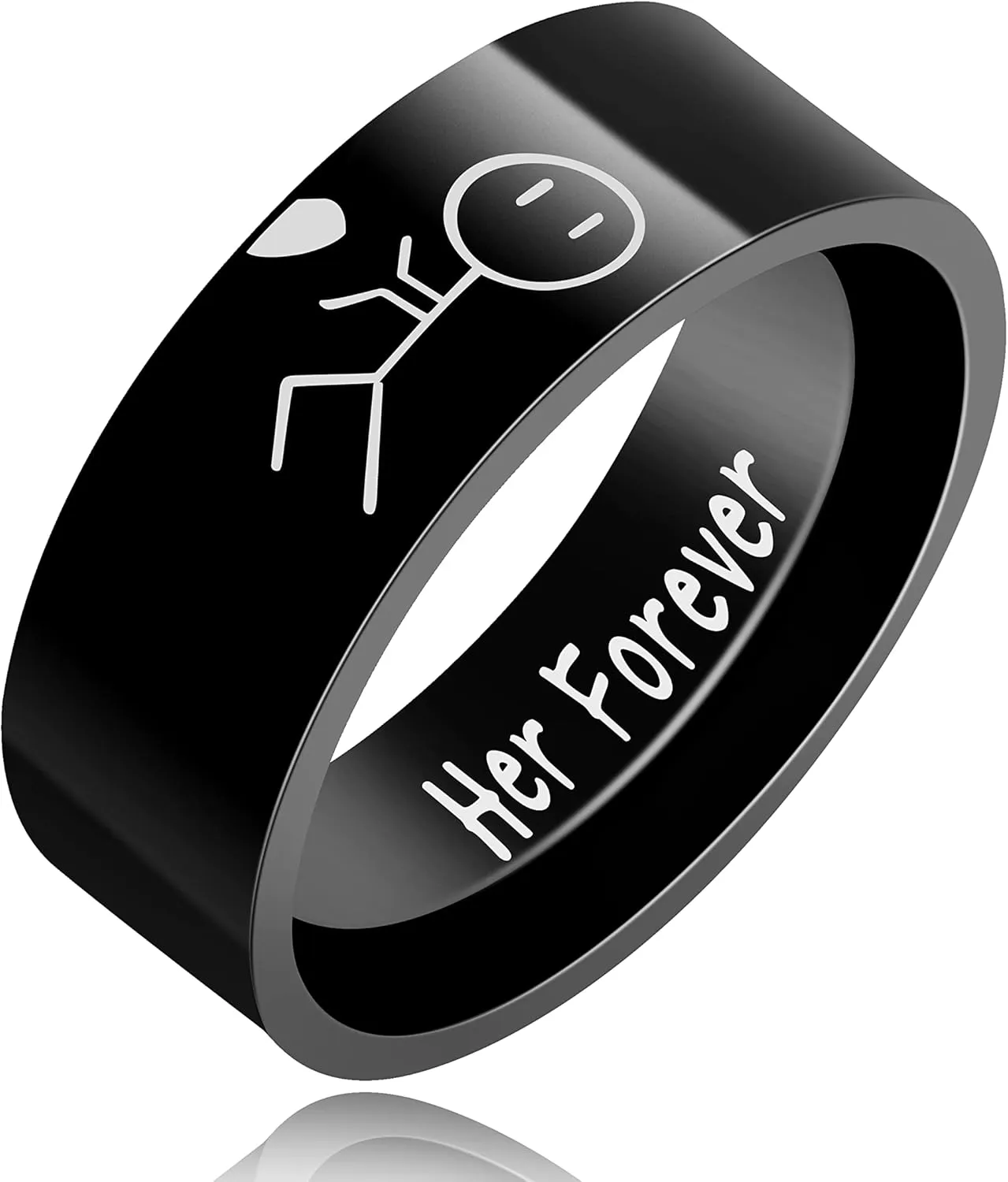 Uloveido His Always and Her Forever Rings for Lovers Couples - Men's Women's Stainless Steel Matching Love Heart Rings - Valentine's Day Birthday Promise Rings Set Y1536