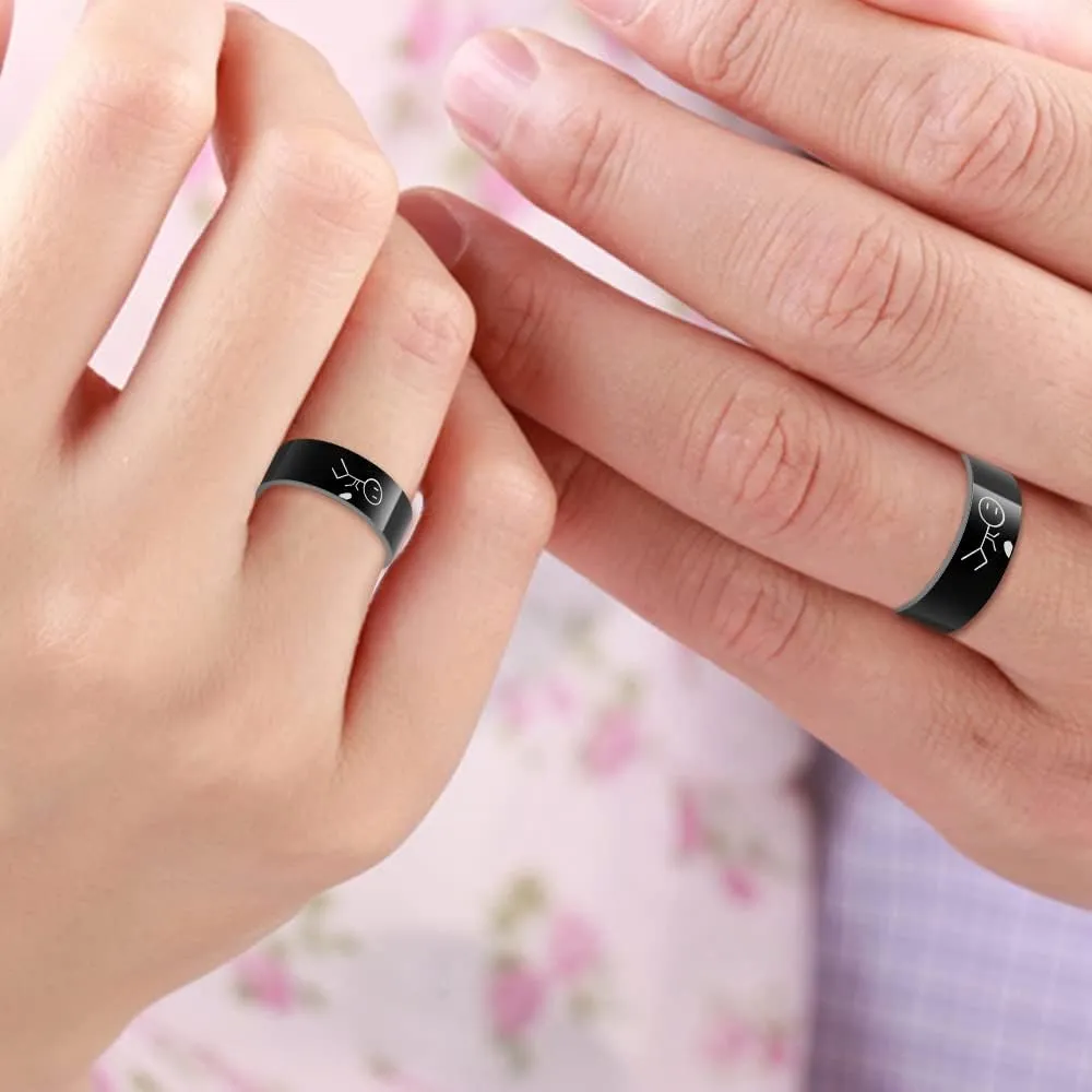 Uloveido His Always and Her Forever Rings for Lovers Couples - Men's Women's Stainless Steel Matching Love Heart Rings - Valentine's Day Birthday Promise Rings Set Y1536