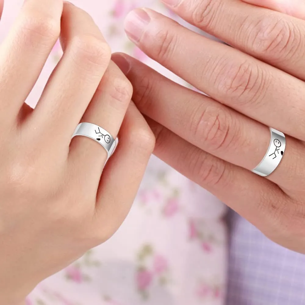 Uloveido His Always and Her Forever Rings for Lovers Couples - Men's Women's Stainless Steel Matching Love Heart Rings - Valentine's Day Birthday Promise Rings Set Y1536