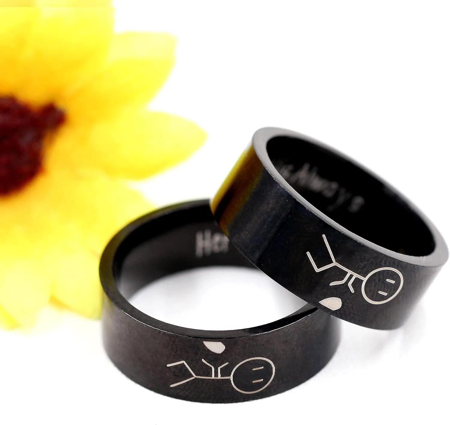 Uloveido His Always and Her Forever Rings for Lovers Couples - Men's Women's Stainless Steel Matching Love Heart Rings - Valentine's Day Birthday Promise Rings Set Y1536