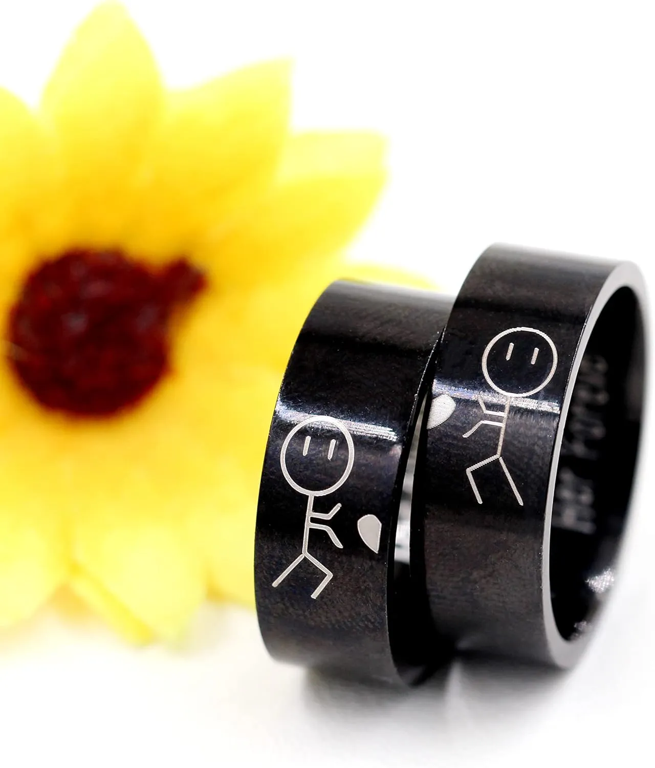 Uloveido His Always and Her Forever Rings for Lovers Couples - Men's Women's Stainless Steel Matching Love Heart Rings - Valentine's Day Birthday Promise Rings Set Y1536