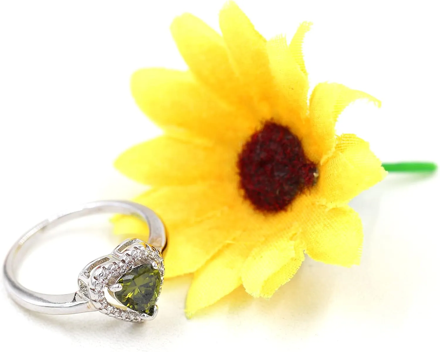 Uloveido Platinum Plated Crystal Love Heart Solitaire Wedding Promise Rings Valentines Gifts for Women Female Y3130