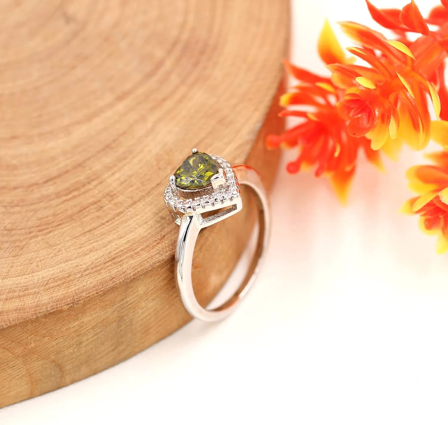Uloveido Platinum Plated Crystal Love Heart Solitaire Wedding Promise Rings Valentines Gifts for Women Female Y3130