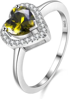 Uloveido Platinum Plated Crystal Love Heart Solitaire Wedding Promise Rings Valentines Gifts for Women Female Y3130