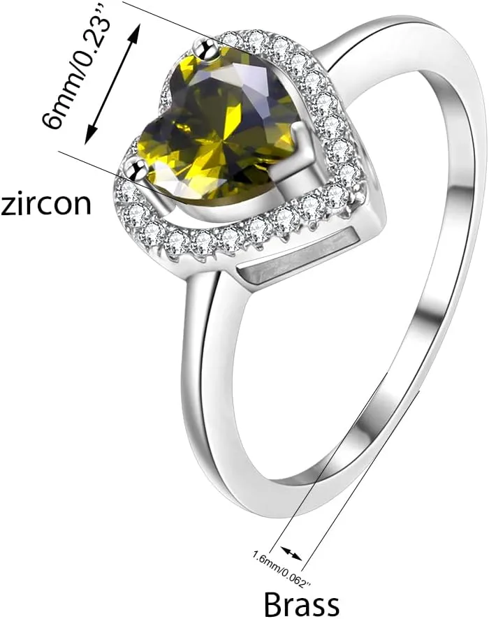Uloveido Platinum Plated Crystal Love Heart Solitaire Wedding Promise Rings Valentines Gifts for Women Female Y3130