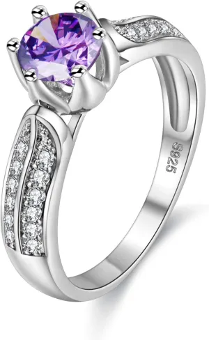 Uloveido Women Fashion Anniversary Promise Rings White Gold Plated Wedding Engagement Cubic Zirconia Rings for Female Y027