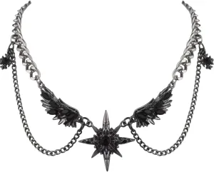 Unisex Gothic Dark Style Winged Star Tie Neck Necklace 12 4 inches