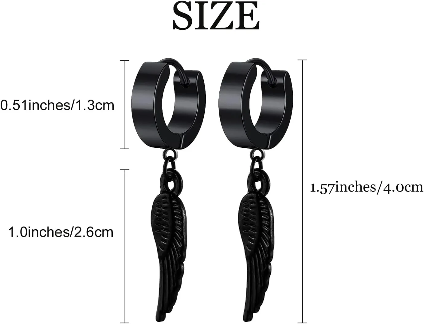 Unisex Punk Hip Hop Stainless Steel Silver Black Gold Tone Lock Thunder Lightning Bolt Dangle Huggie Hoop Earrings Gift for Women Men Boy Teens