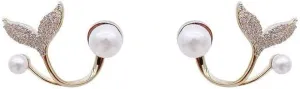 Useful ProcessedPersonality Vintage Fishtail Metal Pearl Dangle Earrings Fashion Temperament Ladies Jewelry Accessories