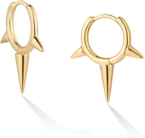 VACRONA Gold Spike Earrings Huggie Earrings for Women 14k Gold Plated Small Huggie Hoop Earrings Simple Lightweight Hoops Gift for Women