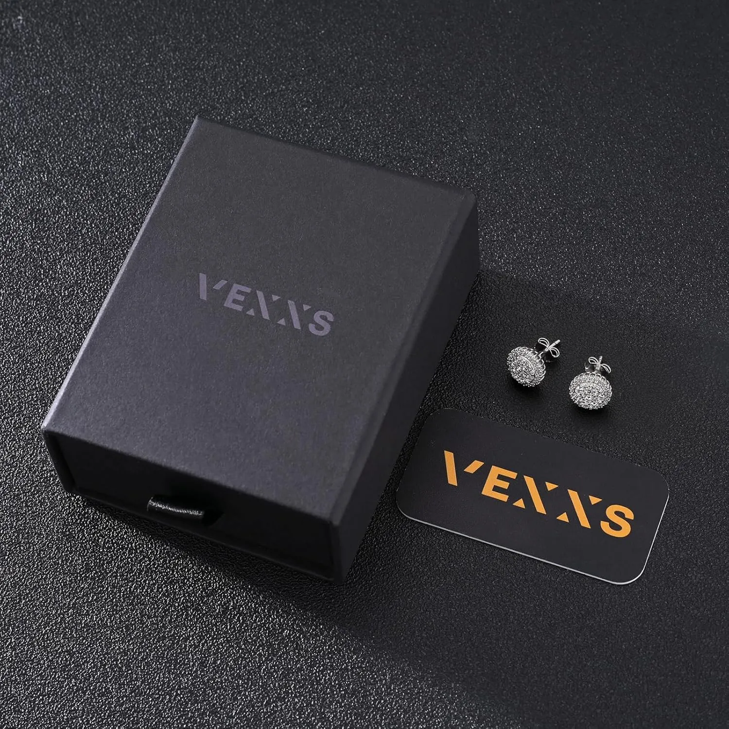 VEXXS S925 Diamond Stud Earrings for Men, 14K Real Gold Plated Iced Out Earrings Micro Pave 5A CZ Stones Mens Studs, Hypoallergenic 925 Sterling Silver Studs