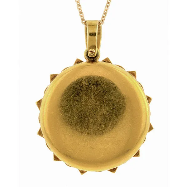 Victorian Diamond, Bull's Eye Agate, Pearl & Enamel Locket