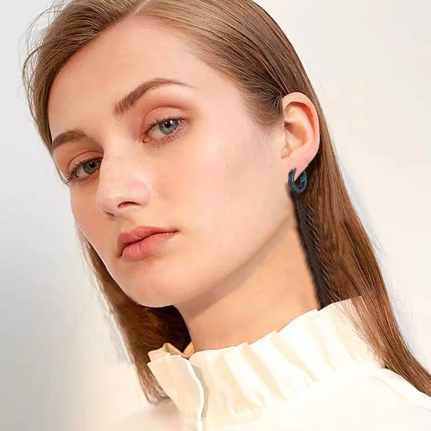 Viking Earrings Norse for Men Women 16mm 925 Sterling Silver Huggie Rune Celtic Hoop Earring Viking Jewelry Gifts Sturdy Punk Hoop Earrings Silver