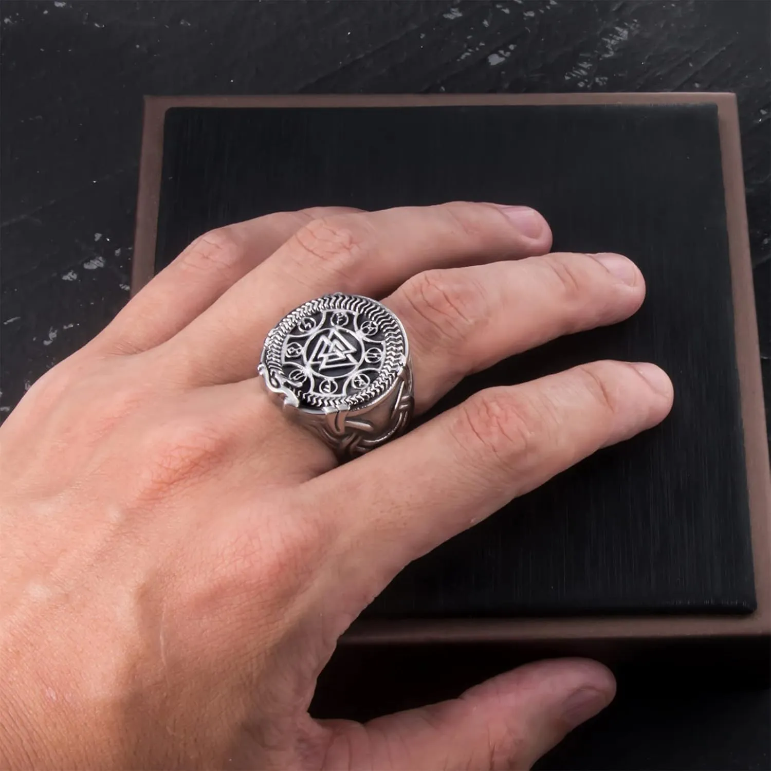 Viking Rings Valknut Pirate Compass Norse Scandinavian Text Symbol Men Stainless Steel Vintage Jewelry